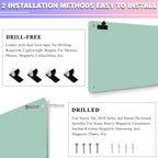 Green 2Pack Magnetic Board,17.5" x 11.4" Magnet Bulletin Board to Display Magnetic Notes, Poetry, Photos, Suitable for Wall, Refrigerator, Cabinet etc, Come with 4 Pcs Dual Lock Tape and Screws