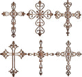 Soaoo 6 Pcs Wooden Wall Hanging Cross - Religious Antique Wall Decor Hand Carved for Home, Living Room - Catholic Crucifix, 12 x 8 Inch (Wood Color)