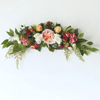 29 Inch Artificial Rose Flower Swag, Colorful Decorative Swags with Green Leaves Rose Hydrangeas Eucalyptus Leaves for Home Garden Lintel Wedding Arch Party Decor(Multicolor)
