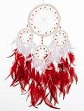 Large Rattan Dream Catchers - Deep Red Rooster Feather with Luxury Pearl, Multiring, Handmade Dreamcatcher for Bedroom, Dream Catcher for Girls, Dream Catchers for Boys, Dream Catcher Wall Decor