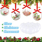 50 Set 100PCS Clear Plastic Fillable Ornaments,Transparent DIY Christmas Fillable Ball,Plastic DIY Fillable Decoration Balls 5 Different Sizes for Christmas Tree,Wedding,Party,Home Decor