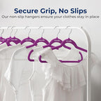 SereneLife 10 Pack Velvet Hangers – Non-Slip Clothes Hangers with Heavy Duty Design, Slim Space-Saving Coat Hangers with 360° Swivel Hook, Strong Lightweight Closet Organizer Set for Clothes (Purple)