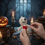 Voodoo Doll with 18 Pins, Creepy Horror Plush Stress Relief Halloween Decoration & Funny Gag Gift for Friends, Office & Party for Adult