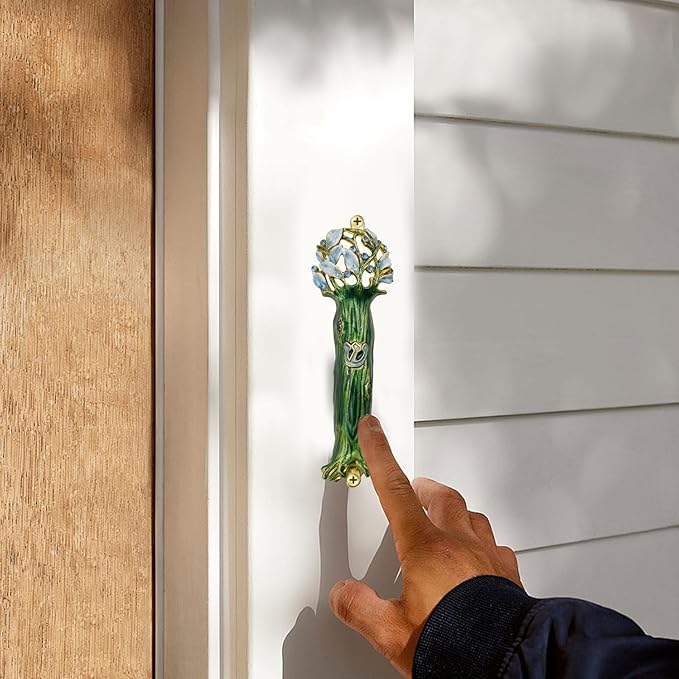 Mezuzah with Scroll for Door, Enamel&Zinc Alloy Blessing Mezuzah Case for Door, Colored Painted Mezuzha Scroll Kosher for Jewish Gifts/Jewish Decor, Christmas (Bright Green, 1.57x4.88 in)