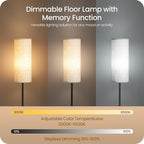 64.4” Slim Floor Lamp for Living Room with Magnetic Remote and Foot Switch, Dimmable Standing Tall Lamp Mood for Bedroom Nursery, 3 Color Temperatures, 1-Hour Timer,900LM Bulb Included,Beige E06LD05W1