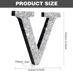 Qunclay 5.7" Silver Crystal Diamond Bling Letters Crushed Diamond Decoration Wooden Glitter Letter with Screw and Hooks Rhinestone Gift for Wedding Y2k Mcbling Bedroom Wall Decor (Letter V)