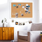 DOLLAR BOSS Cork Board Bulletin Board with Linen Double-Sided 36" x 24" Linen Corkboards for Walls Picture Display Vision Board for Office Home School Framed Picture Pin Board, 20 Pushpins 10 Clips