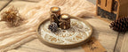 Hanobe Round Decorative Tray for Table: Boho Coffee Table Trays for Home Decor - Mid Century Farmhouse Circle Wood Serving Rustic Bohemian for Kitchen Counter Women