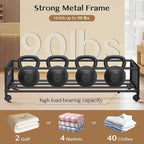 Under Bed Storage with Wheels,2 Pack Under Bed Storage Containers with Clear Lids,Under the bed storage Organizer Bins, Large Rolling Under Bed Metal Drawer for Clothes,Shoes,Blankets