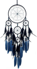 Blue and Black Dream Catcher Large Dream Catchers Wall Decor Handmade Feather Dreamcatcher Wall Hanging Ornament for Bedroom Living Room Home Decor