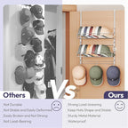 SWTYMIKI Over Door Hat Organizer - 3 Tier Wall Mounted Hat Rack with 2 Adjustable Metal Basket and 3 Hooks, Hanging Baseball Cap Organizer Storage Holds up to 29 Caps for Door, Bedroom, Closet
