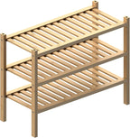(Thick Bamboo Shoe Rack for Entryway, 3-Tier Free Standing Shoe Racks Stackable Shoe Rack Organizer for Hallway Closet Living Room 27 x12 x21 Inches