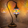 Yarra-Decor Turkish Moroccan Lamp with Bronze Base 3 Color Options Handmade Swan Neck Tiffany Mosaic Glass Bedside Lamps for Bedroom (LED Bulb Included)(5)