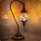 Yarra-Decor Turkish Moroccan Lamp with Bronze Base 3 Color Options Handmade Swan Neck Tiffany Mosaic Glass Bedside Lamps for Bedroom (LED Bulb Included)(5)