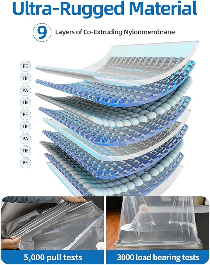 Vacuum Storage Bags for moving, Vacuum Seal Bags for Memory Foam, Latex, Clothing & Bedding, Space Saver Bags(1 Twin/Twin XL)