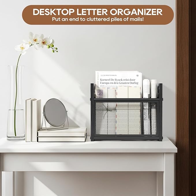 Magazine Rack Wood, Magazine Rack Floor Stand, Magazine Holder Storage Basket, Black File Storage Basket Box Bin Folder Organizer Stand for Letters, Magazines, Books, Newspapers