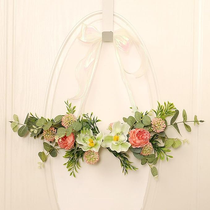 Artificial Floral Swag Front Door Swag Indoor Decorative Hanging Spring Wreath for Restaurant Birthday Holidays Apartment, JJ608