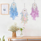 Dream Catcher for Girls Bedroom Wall Decoration, 4.4" x 18" Traditional Circular Net Wall Hanging Home Decor,Pink