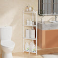 Wisuce Corner Shelf, 100% Real Bamboo Shower Corner Shelves Free Standing Shelf Storage Organizer for Bathroom Living Room Kitchen (White, 4 Tier)