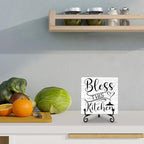 Kitchen Counter Decor, Table Decorations for Dining Room, Blessd Sign, Fun Farmhouse Kitchen Wooden Plaque with Iron Stand for Table Shelf Display-A02