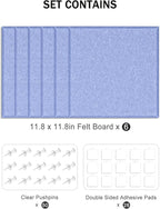 Hsurbtra Large Cork Board for Wall 36 x 24 Inch, 6 Pack Felt Bulletin Notice Board with Pushpins for Office Home School Farmhouse Wall Decor, Blue