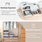 Underwear Organizer Drawer, 1 Cell Plastic Sock Underwear Storage Drawer, Stackable Closet Organizers and Storage Box for Bras, Socks, Scarves, Ties, Belt (Queen Size-White, 1 Pcs)