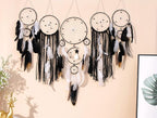 5 Pack Dream Catchers Boho Wall Decor Moon and Sun Feather Handmade Traditional Dream Catcher Wall Hanging Decor for Bedroom Living Room Home Halloween Decorations Witchy Gifts (Black Set)