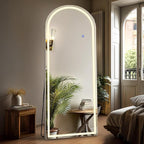 DUMOS Arched Full Length Mirror with Light, 20"x63" LED Floor Standing Mirror with 3 Color Lights & Wall Mounted for Bedroom, Dressing Room, Living Room, Bathroom