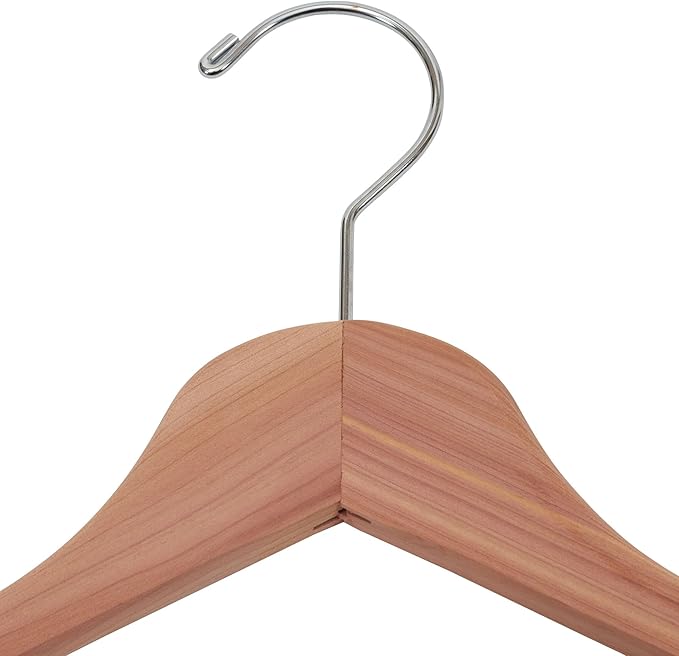 Household Essentials 26140 CedarFresh Red Cedar Wood Clothes Hangers with Fixed Bar and Swivel Hook - Set of 4, Brown,red