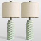 USumkky 27" Ceramic Table Lamps Set of 2 - Modern Farmhouse & Boho Style, Bedside Nightstand Lamps for Bedroom, Living Room End Table Lamps, Small Desk Lamp(Green)