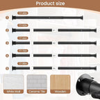 1.3 Inch Diameter Heavy Duty Closet Rods for Hanging Clothes, Metal Black Closet Rod 17-75 Inch Adjustable Clothes Hanging Bar Metal Shower Curtain Rods for Closets, Wardrobes, Bathroom, Windows