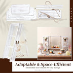 Wooden 3 Tiered Dessert Tray Stand Tool Free, Cupcake Serving Ladder Display Stand with Swing, Removable Trays and Foldable Stand for Cake Snack Fruit at Weddings, Anniversaries, Parties, Celebrations (White)
