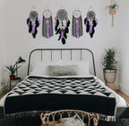 5 Pack Black Purple Dream Catchers Wall Decor Moon and Sun Feather Handmade Traditional Dreamcatchers Large Boho Macrame Wall Hanging Native American Decor for Bedroom Adult Halloween Decorations