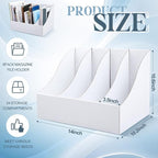 3 Pack Cardboard Magazine File Holders 12 Grids Vertical Book Bins 10.6'' x 10.2'' x 14'' Magazine Document Storage Box for Desk Shelves Home Office Classroom Library Use (White)