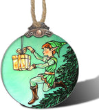 Stained Glass Christmas Decorations, Green Elf Prince Gift Suncatcher for Window Christmas Tree Hanging Ornaments Sun Catcher Xmas Decor Gifts for Women Men Mom Nana Friend Girl Boy