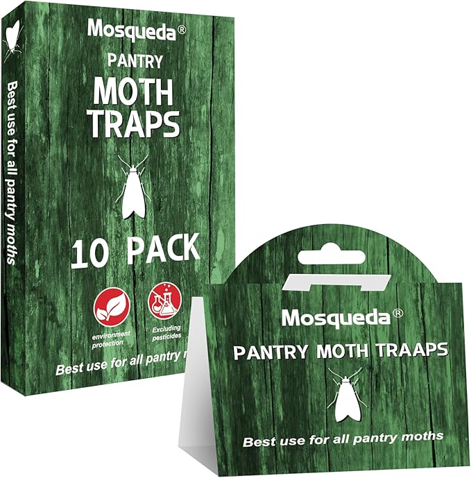 Pantry Moth Traps for Kitchen & Food Storage – 10 Pack Pheromone Sticky Traps for Pantry Moths, Non-Toxic Odorless Moth Catcher for Cabinets, Pantry & Closets