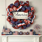 4th of July Decorations Outdoor Patriotic Wreaths for Front Door 250th Anniversary Decorations Red White and Blue American Flag Wreath (America 2)