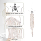 MECCANIXITY Macrame Dream Catchers, White Handmade Star Design Woven Cotton Dream Catcher Wall Hanging for Home Bedroom Decoration Ornament Craft Gift