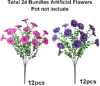 Ivydale 24 Bundles Artificial Flowers for Outdoors Spring Summer Porch Decor, Faux Petunias Plants Outdoor Realistic UV Resistant Silk Flowers for Outside Planters Patio Window Garden Yard Home
