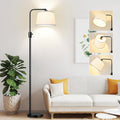 【Upgraded】 Dimmable Floor Lamp, 1000 Lumens LED Edison Bulb Included, Arc Floor Lamps for Living Room Modern Standing Lamp with Linen Shade, Tall Lamp for Bedroom Office Dining Room- Black