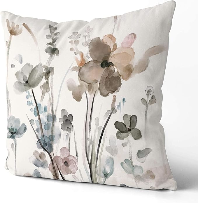 Flower Throw Pillow Covers 16x16 Set of 2, Flowers Pillow Cushion Cases,Decorative Square Pillowcases for Sofa Couch Bedroom Living Room Car