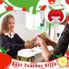 Wavwavw 3 Pack Teacher Appreciation Gift Positive Flower Handmade Crochet Doll Thank You for Helping Me Grow Gifts Back to School Gifts for Women Teacher(Apple)