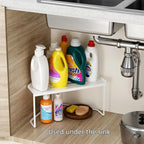 Stackable Metal Kitchen Cabinet Organizer,Kitchen Corner Shelf with Non-Slip Mat,Bathroom Organizer,Storage Shelf for Cabinet/Bathroom/Countertops/Utensils