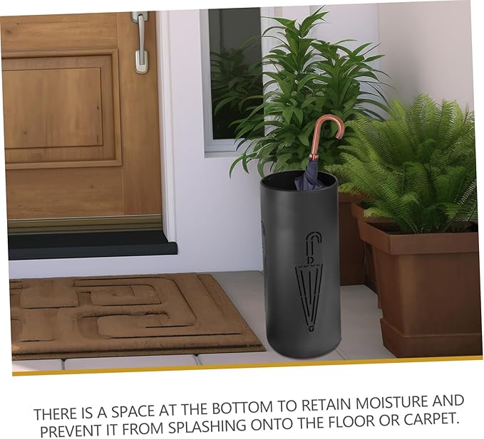 Cabilock Iron Umbrella Rack Stand with Water Retention Bucket for Entryway Storage Umbrella Holder Suitable for Household and Commercial Use Stable Round Design for Multiple Umbrellas and Canes