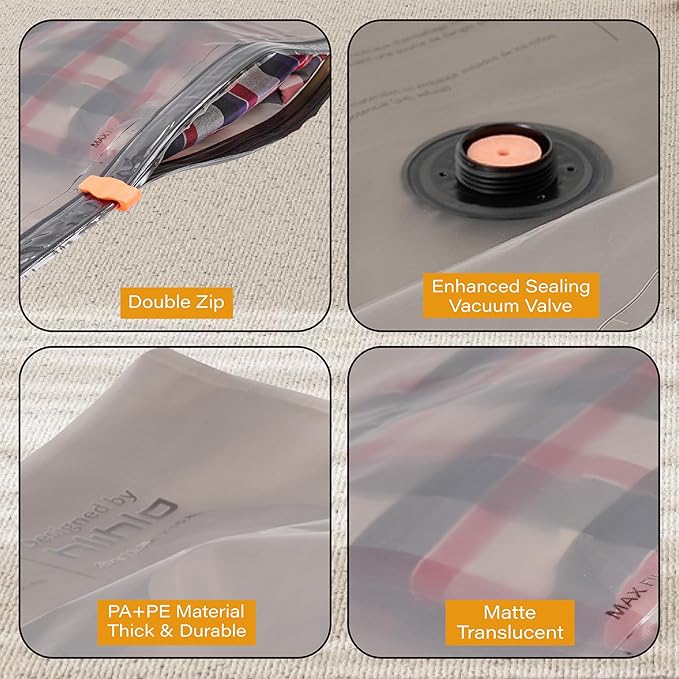 Rechargeable Wireless Pump Travel Vacuum Bags, 12 Pack Portable Storage Bags for Travel and Home, Compression Packing Seal for Clothing, Clothes, Blankets, Luggage, Suitcase