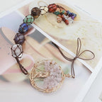Handmade Crystal Window Car Hanging Ornaments 7 Chakra Home Decoration Feng Shui Ornament Yoga Meditation Car Decoration Tumbled Palm Stones (Style10)