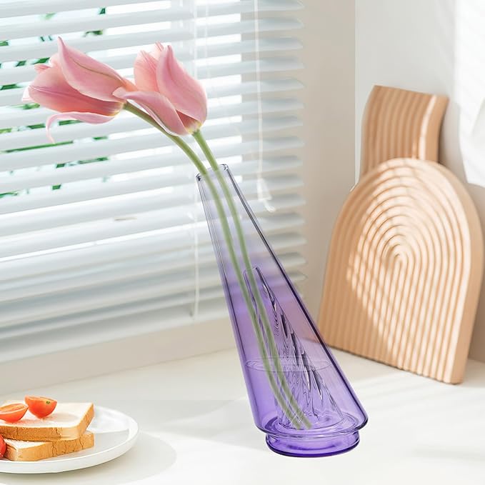 Mini Gradient Glass Vase, Exquisite Desktop Decorative Vase, Pro Glass Replacement (Purple)
