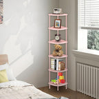 Qupui 6 Tier Corner Shelf Stand, 66” Tall Corner Bookshelf Multipurpose Shelving Unit, Corner Stand Display Rack Home Organizer Shelves for Bedroom Living Room, Pink