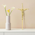KUXBET Crucifix Wall Cross, Metal Wall Hanging Cross,10inch Gold Jesus Crucifix Home Décor, Gift for Family