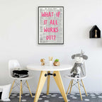 What If It All Works Out Poster Retro Newspaper Pink Font Canvas Wall Art Positive Affirming Quote Minimalist Prints Painting For Home Bedroom Dorm Wall Decor 24x36in Framed